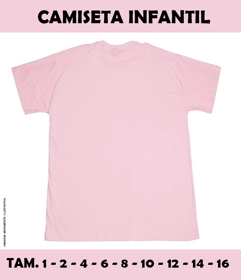 Camiseta Infantil Rosa 100% Poliéster para Sublimação