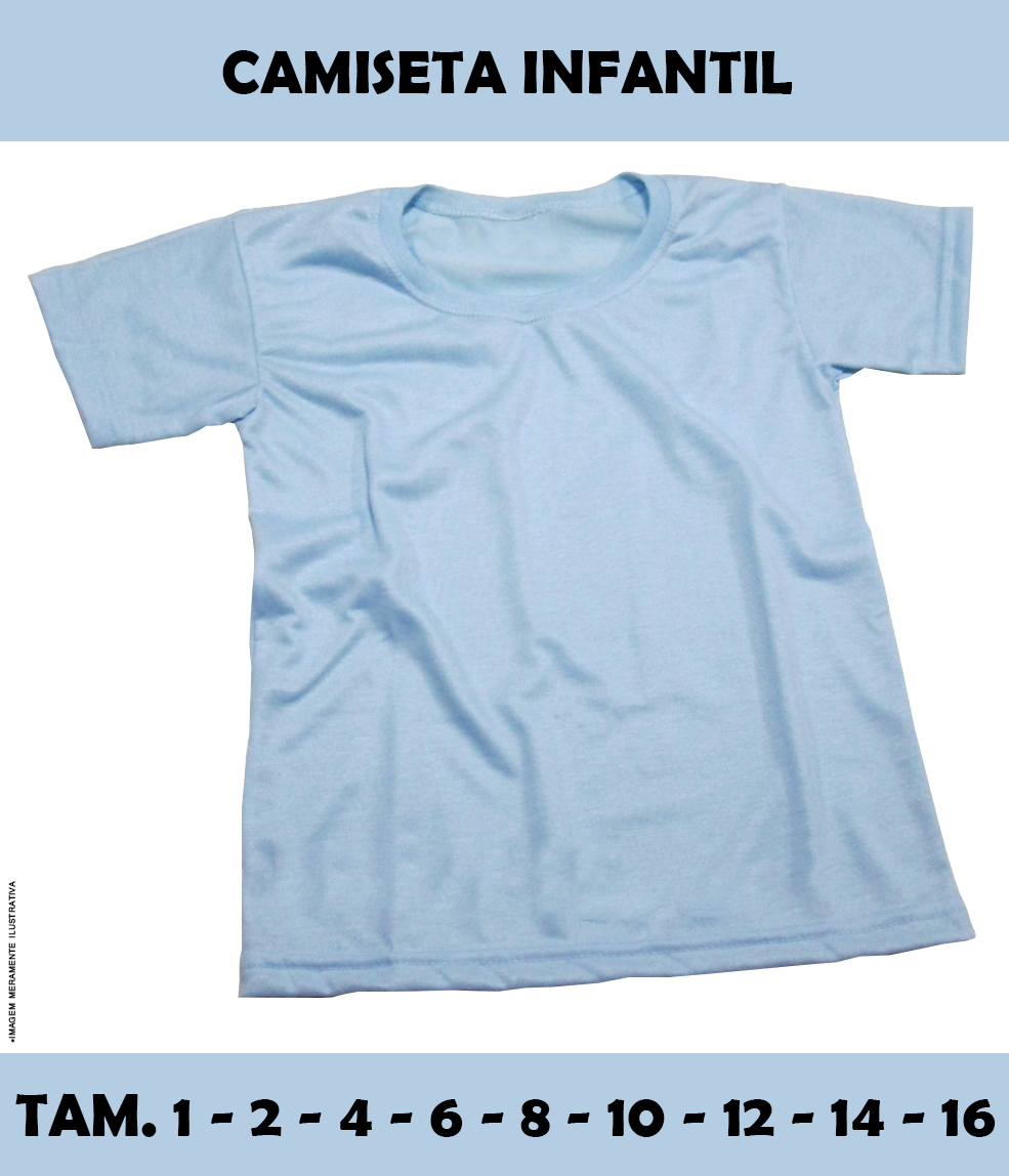 Camiseta Infantil Azul 100% Poliéster para Sublimação