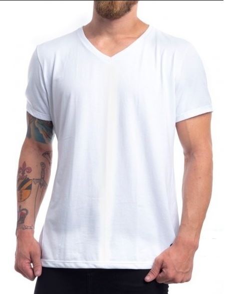 Camiseta Gola V Branca 100% Poliéster para Sublimação