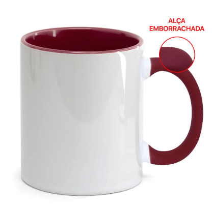 Caneca Branca com Interior e Alça Soft Colorido  - Valor Unitário