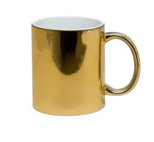 Caneca de Cerâmica Cromada 325ml - DEKO - Com Caixinha - Valor unitário