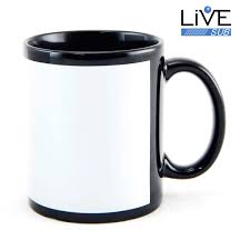 Caneca de Cerâmica Preta com Tarja Branca 325ml  - Valor Unitário