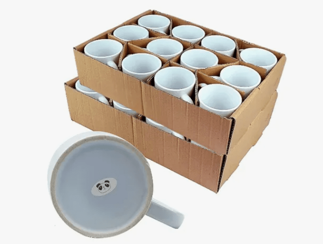 12 Canecas De Cerâmica Branca Panda 325ml   (cod - 326) 