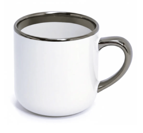 Caneca Branca Imperial 400ml Borda e Alça Prata 