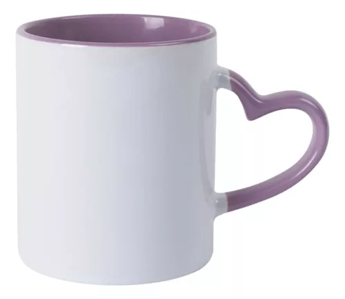 Caneca de Cerâmica com Interior e Alça de Coração COLORIDA (METALNOX) 325ml