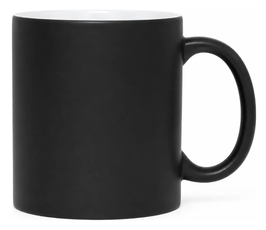 Caneca de Cerâmica MÁGICA Preta Fosca Interna Branca (DEKO) 325ml - Valor Unitário