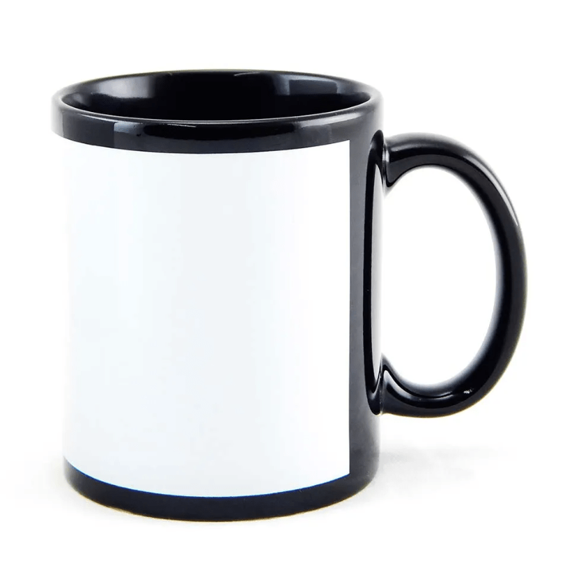 Caneca De Cerâmica Preta Com Tarja Branca Mecolour 325ml