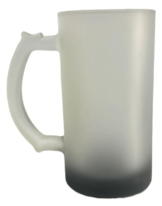 Caneca De Chopp Vidro Jateado Degrade Preto 475ml 