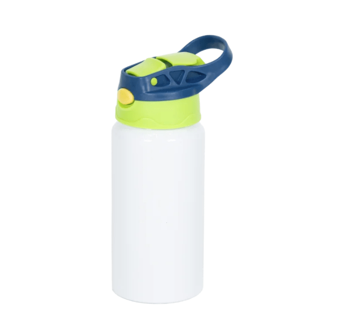 Garrafa Squeeze Para Sublimação Bico Automático Infantil Tampa Verde Claro e Azul  500ml 