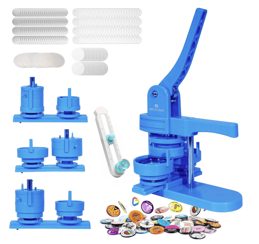 PRENSA PARA BOTTON REDONDO MATRIZ 32/44/58MM - AZUL - COM 3 CORTADORES