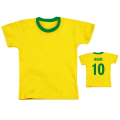  Camiseta Amarelo Canário com gola Verde INFANTIL 100% Poliéster - Valor Unitário