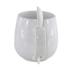 Caneca de Cerâmica Branca Belly com Colher e Interior BRANCO - 350ml