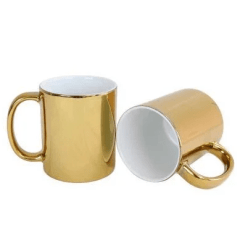 Caneca de Cerâmica Cromada 325ml - DEKO - Com Caixinha - Valor unitário