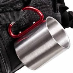 CANECA DE INOX COM ALÇA MOSQUETÃO VERMELHO - 220ml- VALOR UNITÁRIO