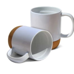 Caneca de Cerâmica Branca com Base de Cortiça 400ml