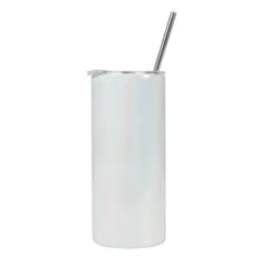 Copo Térmico Inox com Tampa e Canudo BRANCO PEROLA - 450ml