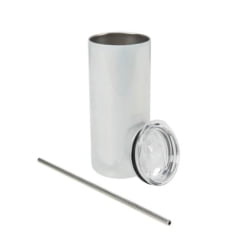 Copo Térmico Inox com Tampa e Canudo BRANCO PEROLA - 450ml