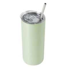 Copo Térmico Inox com Tampa e Canudo VERDE PEROLA - 450ml 