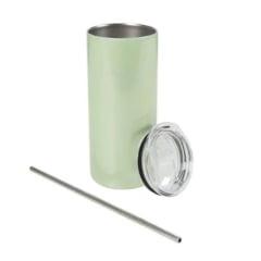 Copo Térmico Inox com Tampa e Canudo VERDE PEROLA - 450ml 