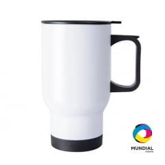 Copo Térmico Para Sublimação de Inox Branco Com Tampa - 475ml