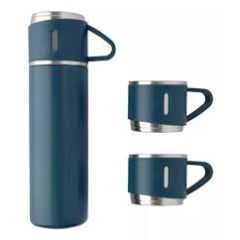 Kit Garrafa Térmica Camping 500ml + 3 Xícara Caneca Café