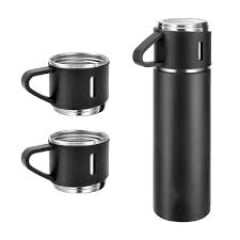 Kit Garrafa Térmica Camping 500ml + 3 Xícara Caneca Café