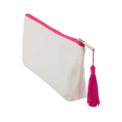 Necessaire BEGE com Ziper ROSA 15x24cm