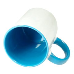 Caneca Cerâmica Branca 325ml - Interna E Alça Colorida Metalnox - Valor Unitário 