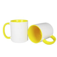 Caneca Cerâmica Branca 325ml - Interna E Alça Colorida Metalnox - Valor Unitário 