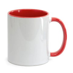 Caneca Cerâmica Branca 325ml - Interna E Alça Colorida Metalnox - Valor Unitário 
