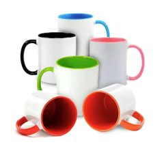 Caneca Cerâmica Branca 325ml - Interna E Alça Colorida Metalnox - Valor Unitário 