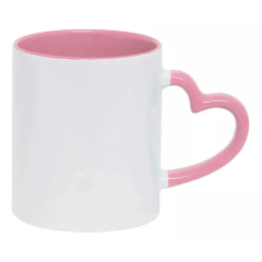Caneca de Cerâmica com Interior e Alça de Coração COLORIDA (METALNOX) 325ml