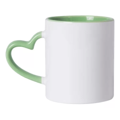 Caneca de Cerâmica com Interior e Alça de Coração COLORIDA (METALNOX) 325ml