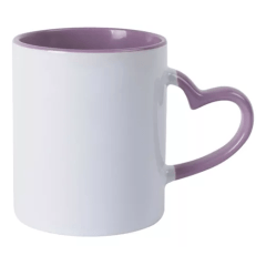 Caneca de Cerâmica com Interior e Alça de Coração COLORIDA (METALNOX) 325ml