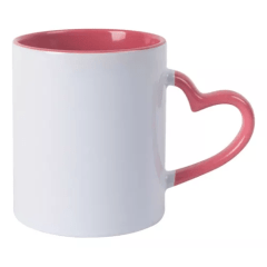 Caneca de Cerâmica com Interior e Alça de Coração COLORIDA (METALNOX) 325ml