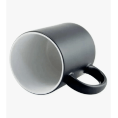 Caneca de Cerâmica MÁGICA Preta Fosca Interna Branca (DEKO) 325ml - Valor Unitário