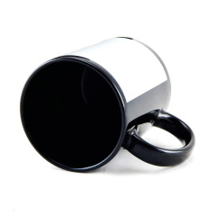 Caneca De Cerâmica Preta Com Tarja Branca Mecolour 325ml