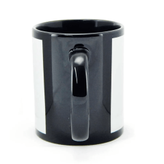 Caneca De Cerâmica Preta Com Tarja Branca Mecolour 325ml