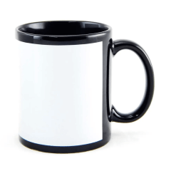 Caneca De Cerâmica Preta Com Tarja Branca Mecolour 325ml Caneca De Cerâmica Preta Com Tarja Branca Mecolour 325ml