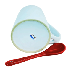 Caneca Reta Interna Colorida Com Colher 325ml - Valor Unitario