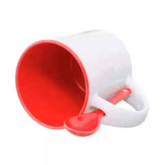 Caneca Reta Interna Colorida Com Colher 325ml - Valor Unitario