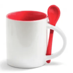 Caneca Reta Interna Colorida Com Colher 325ml - Valor Unitario Caneca Reta Interna Colorida Com Colher 325ml - Valor Unitario