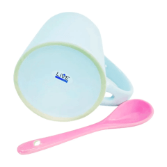 Caneca Reta Interna Colorida Com Colher 325ml - Valor Unitario