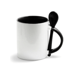 Caneca Reta Interna Colorida Com Colher 325ml - Valor Unitario