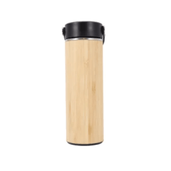 Garrafa Inox Termica Bambu Com Alça Preta Sem Resina 450 ML Garrafa Inox Termica Bambu Com Alça Preta Sem Resina 450 ML