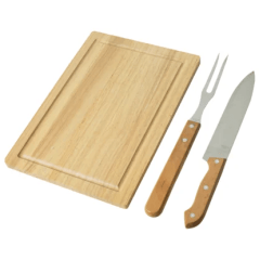 Kit Churrasco Tábua Madeira e Talheres Inox und