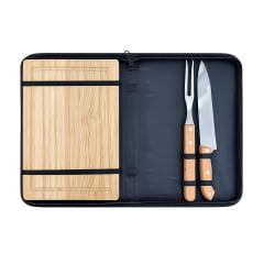 Kit Churrasco Tábua Madeira e Talheres Inox und Kit Churrasco Tábua Madeira e Talheres Inox und