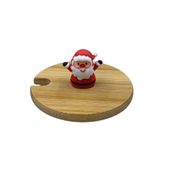 Tampa de Bambu para Caneca com Puxador de PAPAI NOEL