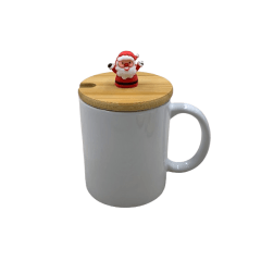 Tampa de Bambu para Caneca com Puxador de PAPAI NOEL